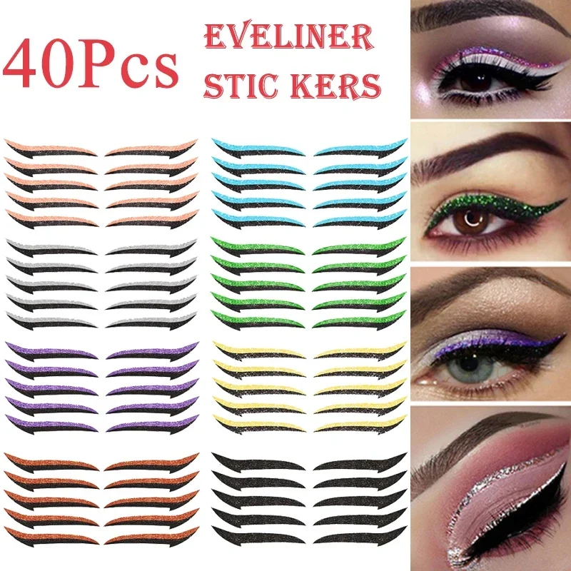 

40pcs Eyelid Line Stick Reusable Eyeliner Stickers Cat Eye Makeup Double Eyelid Sticker Eyeliner Makeup Sticker Cosmetic Tools