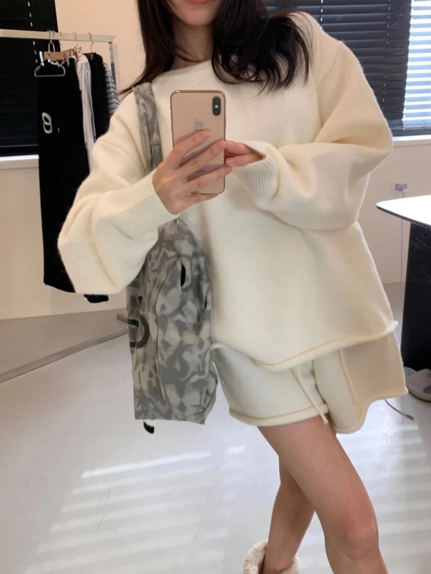 Alien Kitty Office Lady mujeres prendas de punto trajes jerseys elegantes suéteres suaves otoño 2025 dulce nuevo Casual pantalones cortos sueltos de uso diario