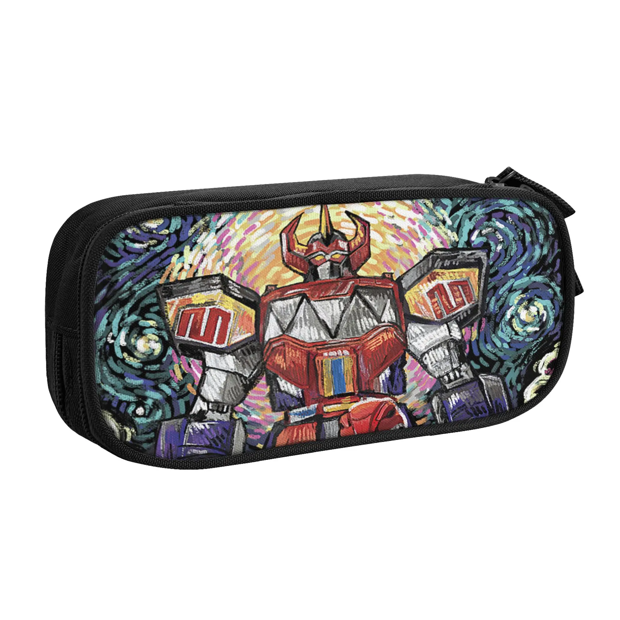 Large Capacity Bags for Child Cartoon Power Rangers Mighty Morphin Megazord Starry Night Poster  School Pencil Bag