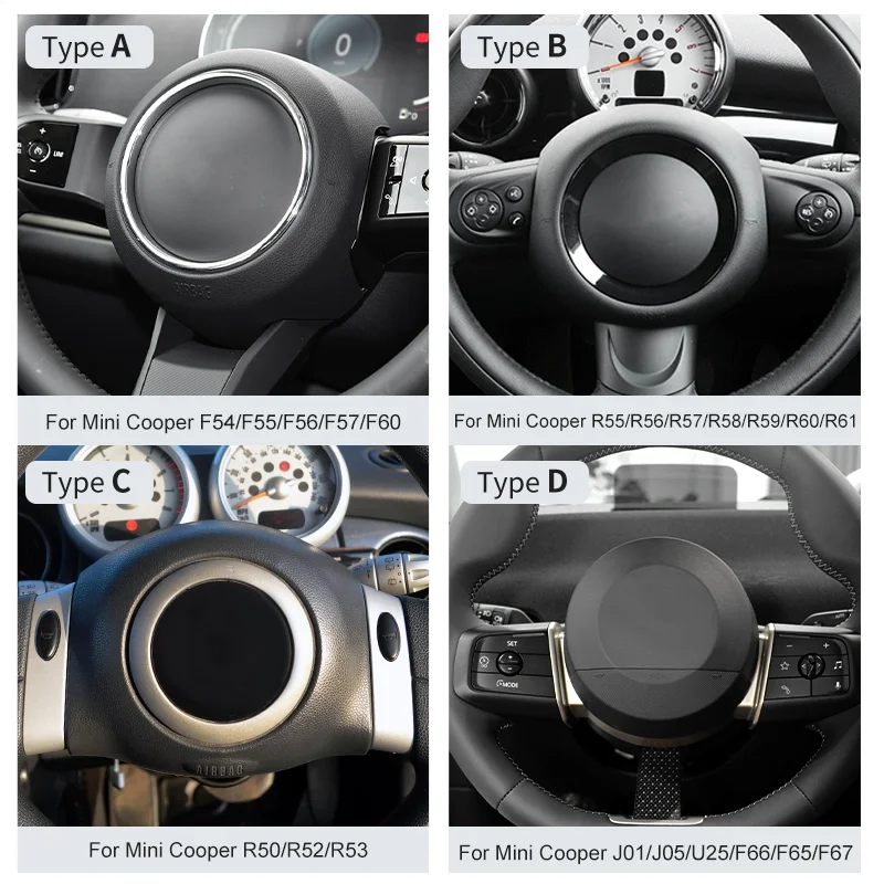 Suede Car Steering Wheel Center Cover Trim Sticker For Mini Cooper F56 F60 F55 F54 R56 R60 J01 J05 F65 F66 U25 Car Accessories
