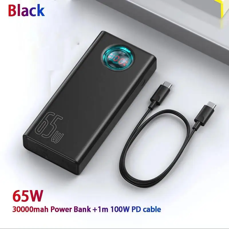 To Power Bank 30000mAh 65W PD3.0 Quick Charging 3.0 FCP SCP Portable External For iPhone 14 12 13 Laptop Tablet Power bank