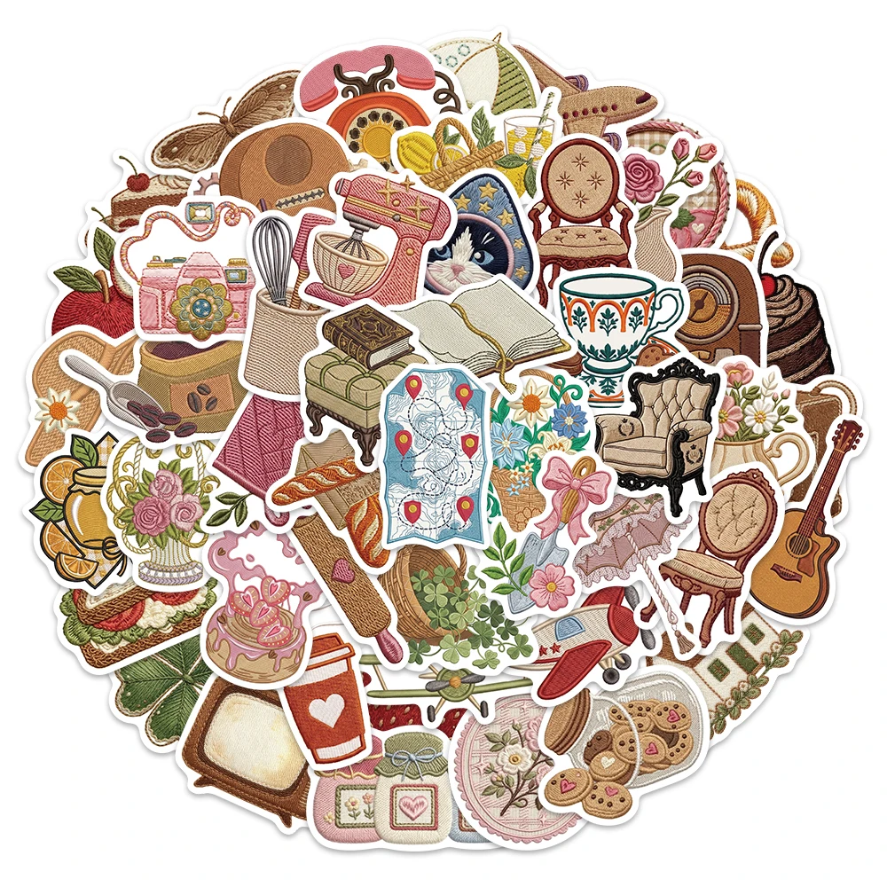 50PCS Retro Embroidered Graffiti Stickers DIY Phone Cases, Postcards, Luggage, Laptop Speaker Stickers