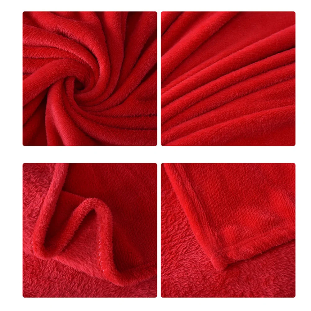 Thick Blankets 70X100Cm Red Flannel Fleece Warm Blanket For Winter Camping Travel Home Use Cozy Bed Blanket