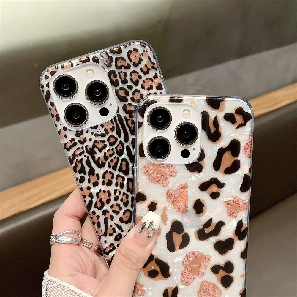 Vintage Leopard Print Phone Case For iPhone 15 14 12 Mini 13 11 Pro Max X XR XS 7 8 Plus SE 3 Dream Shell Leopard Marble Cover