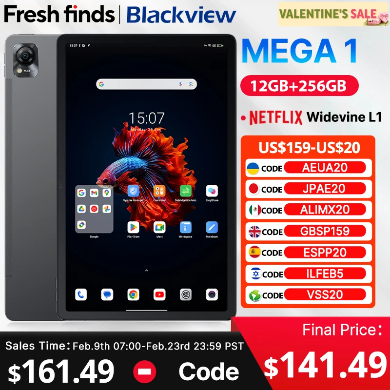 【World Premiere】Blackview MEGA 1 Tablet 11.5 inch 2.4K 120Hz Display 12GB 256GB 8800mAh 50MP+13MP Camera 33W Fast Charging