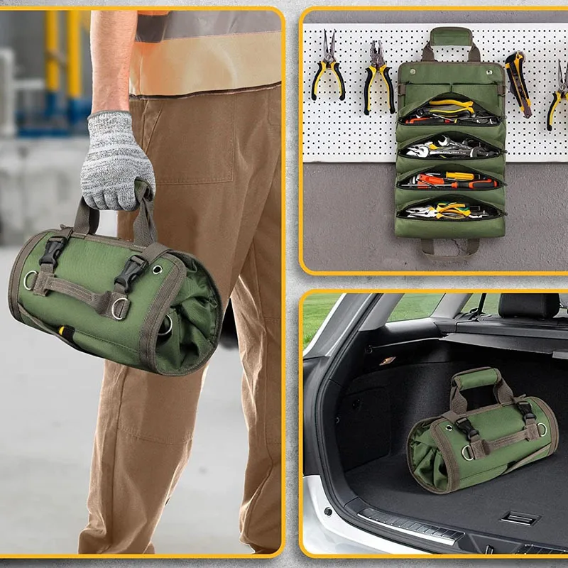 Roll-up hardware bag Garden woodworking kit Car tool storage bag Tool repair kit