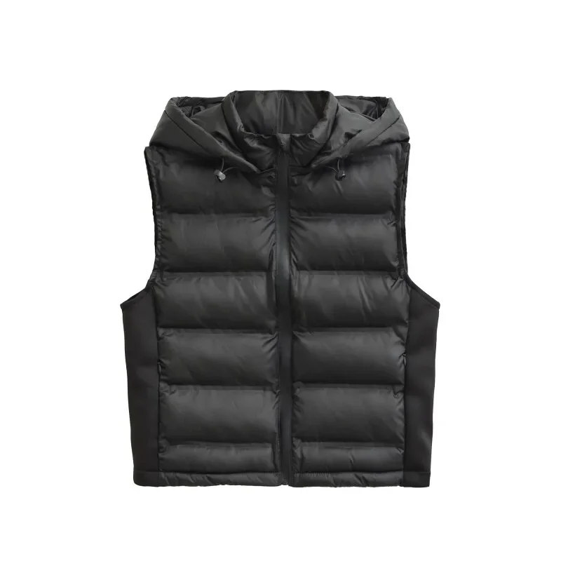 

Black Women Warm Cotton-padded Vest Coats Autumn Winter Sleeveless Waistcoat Casual Thick Warm Loose Fashion Hoodie Streetwear