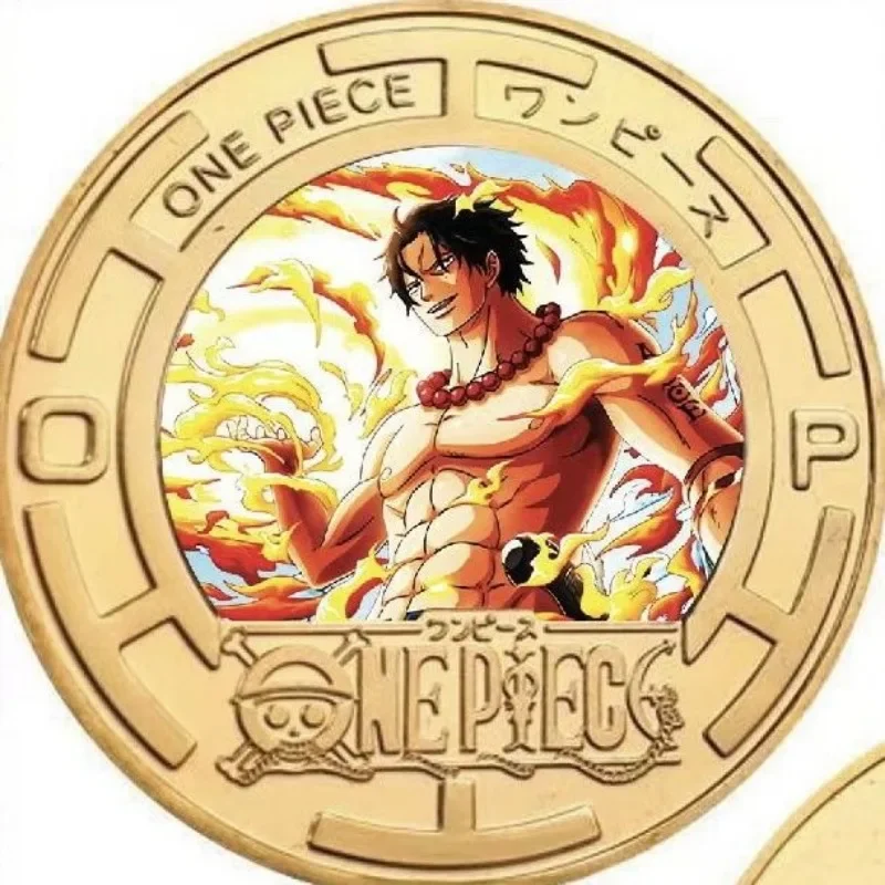 5pcs/set Bandai One Piece Luffy Zoro Chopper Anime Character Metal Commemorative Coin Commemorative Medal Children's Gift Toy