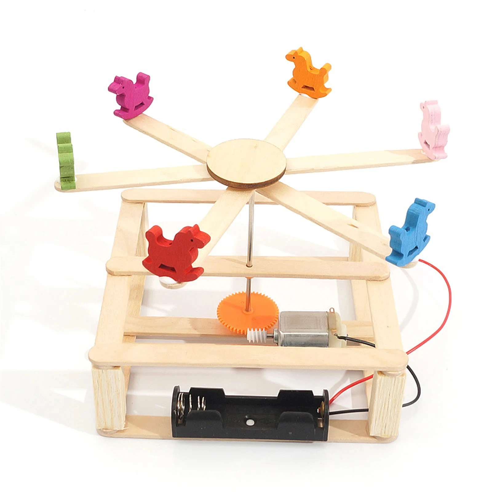 Hand Made DIY Toys Wooden Model Carousel Horse Science Experiment Kit Toys Technology Puzzle For Kids G84