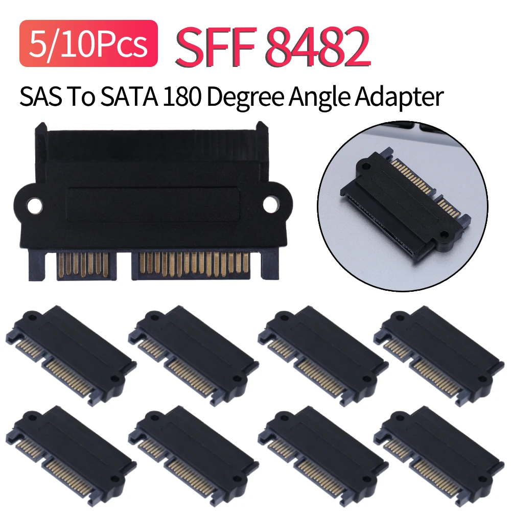 

5/10Pcs SFF 8482 SAS To SATA 180 Degree Angle Adapter Converter Straight Head SAS Hard Drive To Motherboard for PC Accessories