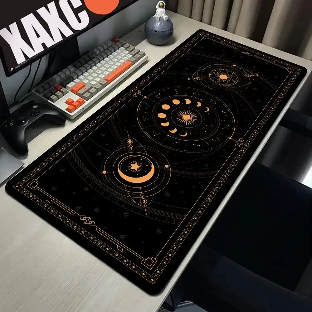 Tarot Card Desk Mat Mystery Constellations Gaming Mouse Pad Black Large Mousepad Cute Kawaii Keyboard Accessories Office Deskpad