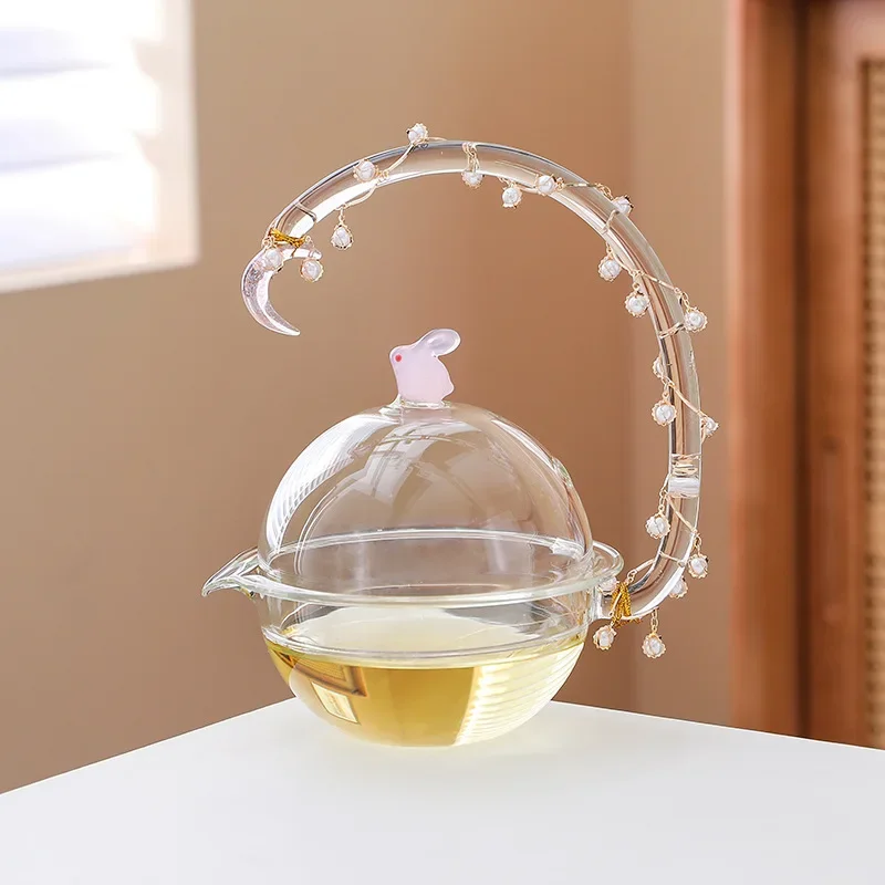 Moon View Glass Pot For Stove Tea Borosilicate Heat Resistant Handle Luxury Home Brewing Tool