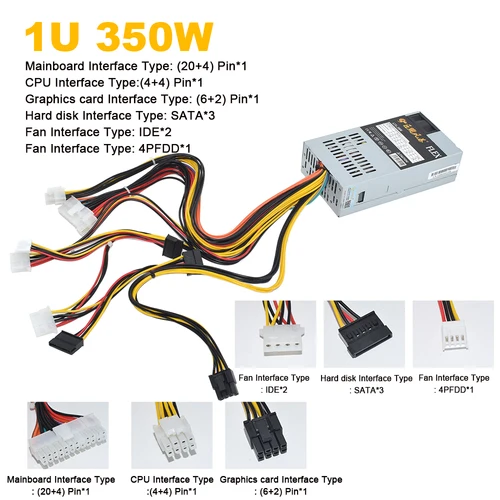 Imagen 2 del producto JULONGFENGBAO nuevo ATX 350W PSU para NAS POS caja registradora 180-264V 24Pin para Mini ITX caso pequeño 1U Flex PC fuente de alimentación