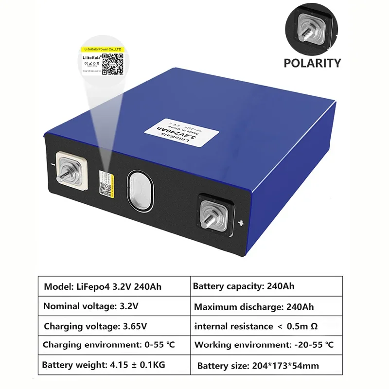 4pcs LiitoKala 3.2V 240Ah 230Ah lifepo4 Lithium Iron Phosphate Battery Pack DIY 12V 24V 36V 48V Solar Rechargeable Cell