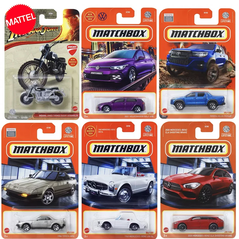 Oryginalny Mattel Matchbox Car 1/64 Diecast Boys Toys Indiana Jones Ducati Volkswagen Golf Ford Police Toyota MR2 Mercedes Benz