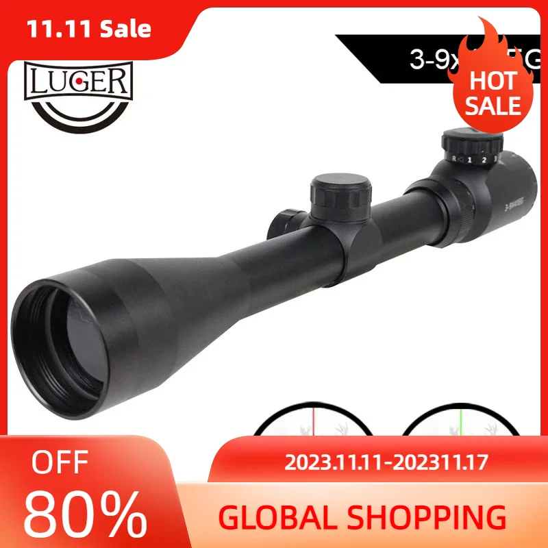 3-9x40 Optical Sight Scope Red Green Rangefinder Illuminated Sniper Riflescope Collimator Scope Air Guns Hunting Rifle Scope