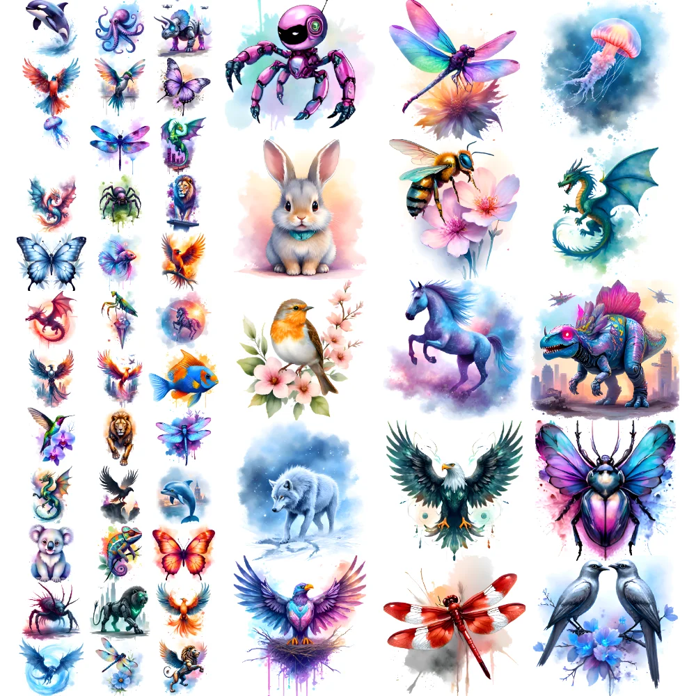 

63pcs Temporary Tattoo Bird Tattoos Waterproof Long-lasting Body Stickers Unicorn Tattoos Butterfly Tattoos Watercolor For