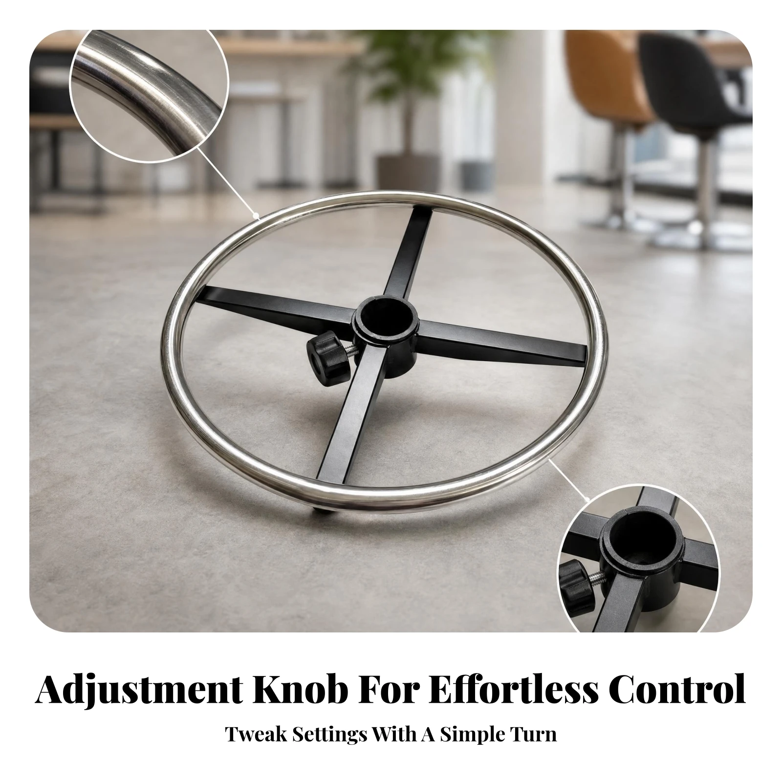 Swivel Chair Foot Rest Footrest Black Stainless Steel Foot Footrest Mounting Tube Sturdy for Office view 5