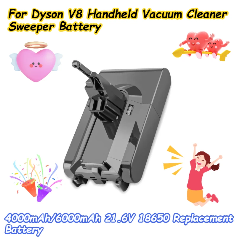 

4000mAh/6000mAh 21.6V 18650 Replacement Battery for Dyson V8 Handheld Vacuum Cleaner Sweeper Battery