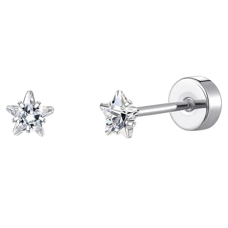 2-teiliges Set Edelstahl Herz-Mond-Ohrstecker mit Schraubkugel für Damen, Modische Ohrstecker für Tragus-Knorpel-Körperpiercing – Detail 7