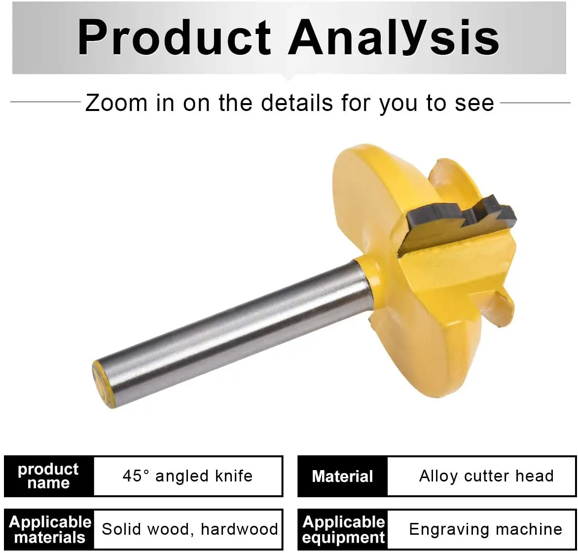 45 Độ 1/4 Inch * 1-3/8 Vít Khóa MITRE Router Bit Tenon Xay Cắt Cho Gỗ Dụng Cụ Cắt dụng Cụ Cắt