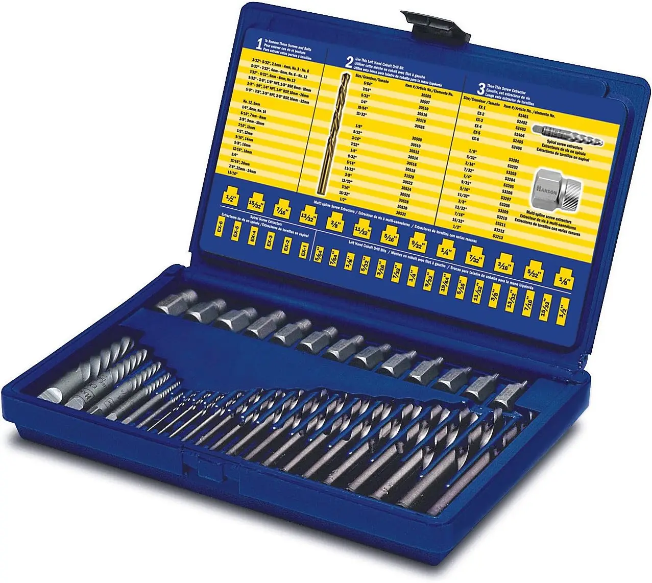 Tools Hanson Screw Extractor and Drill Bit Set, 35 Piece, 11135ZR