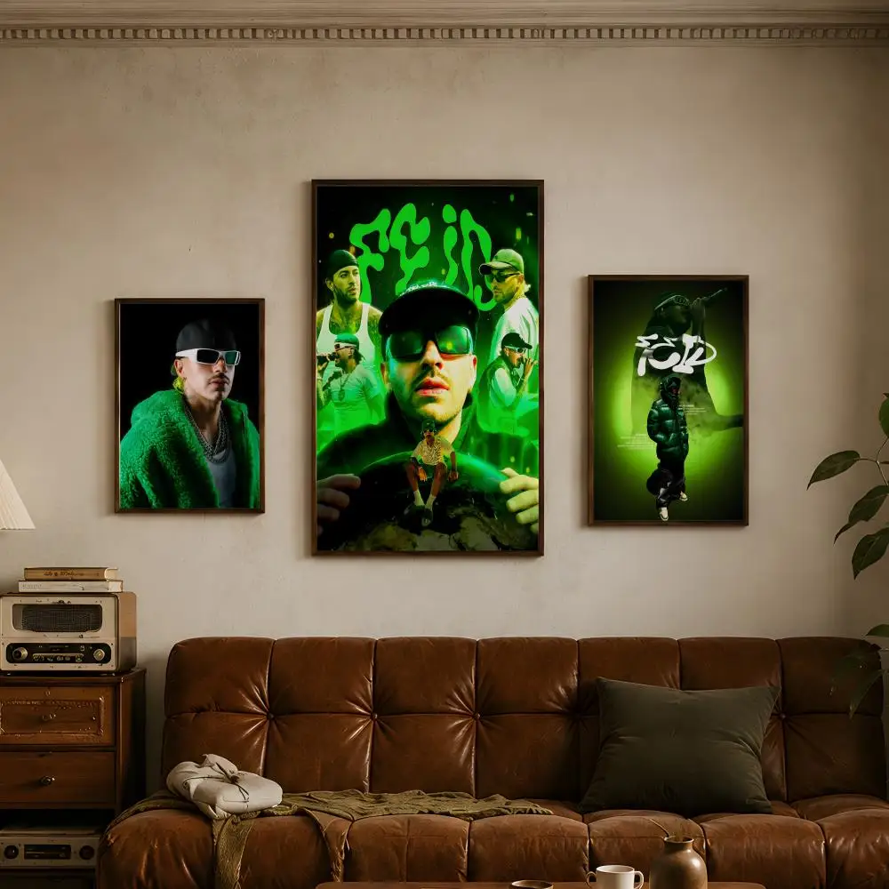Rapper F-Feid Ferxxo-o Poster Vintage Self Adhesive PP Wall Art Home Bar Bedroom Decor Gift