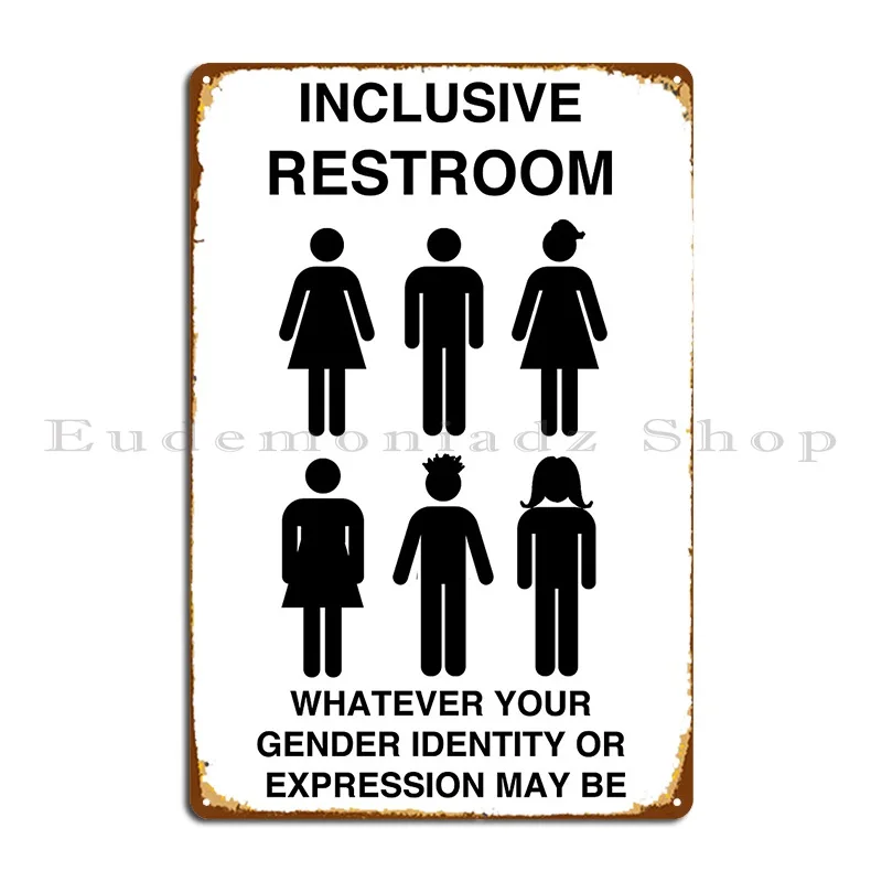 Inclusive Restroom Sign Metal Sign Printing Printing Wall Custom Kitchen Mural Tin Sign Poster