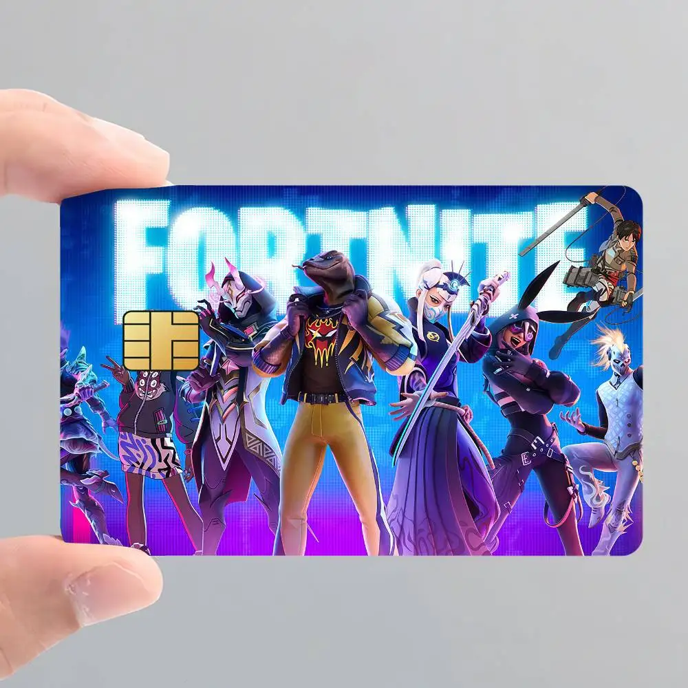 Game F-Fortnite cool Bank Credit Cards Bus Pass Stickers Cool Decoration Waterproof 4PCS Card