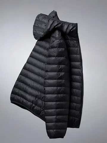 Winter Men's Lightweight Casual Cotton Jacket Suitable for Outdoor Sports, Windproof and Warm, Men's Hooded Solid Color Simple Cotton Coat