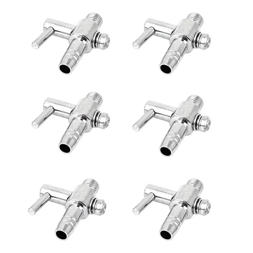 6Pcs/Set Thread Stainless Steel Aquarium Air Flow Distributor Lever Control Valve Fish Tank Aquarium Accessories