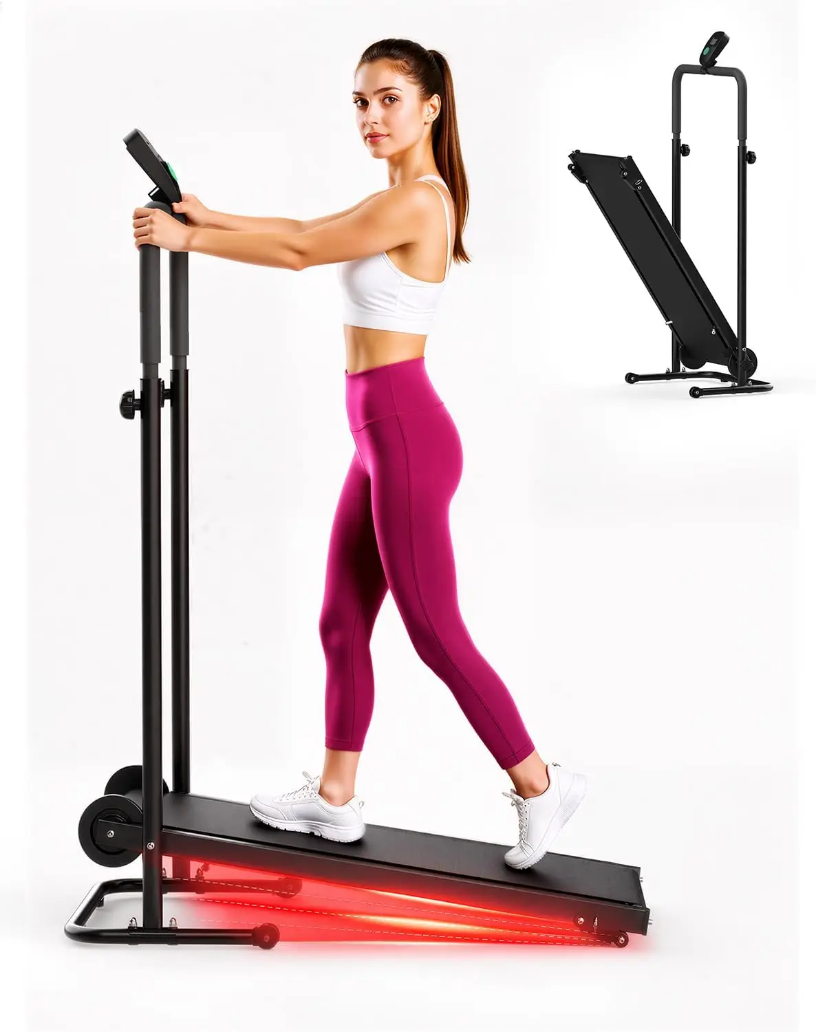Manual Folding Treadmill with Dual Flywheels - Non-Electric, Compact Fitness Equipment for Home and Gym Workouts