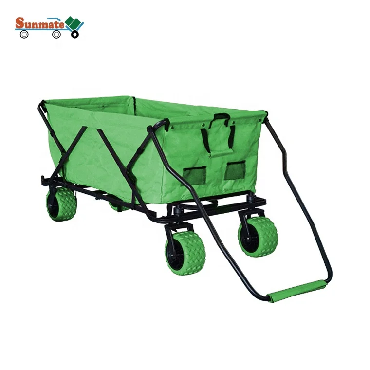 

2024 Green Folding Utility Wheel Hand Truck Camping Beach Garden Tool Carts Wagon Shopping Trolley