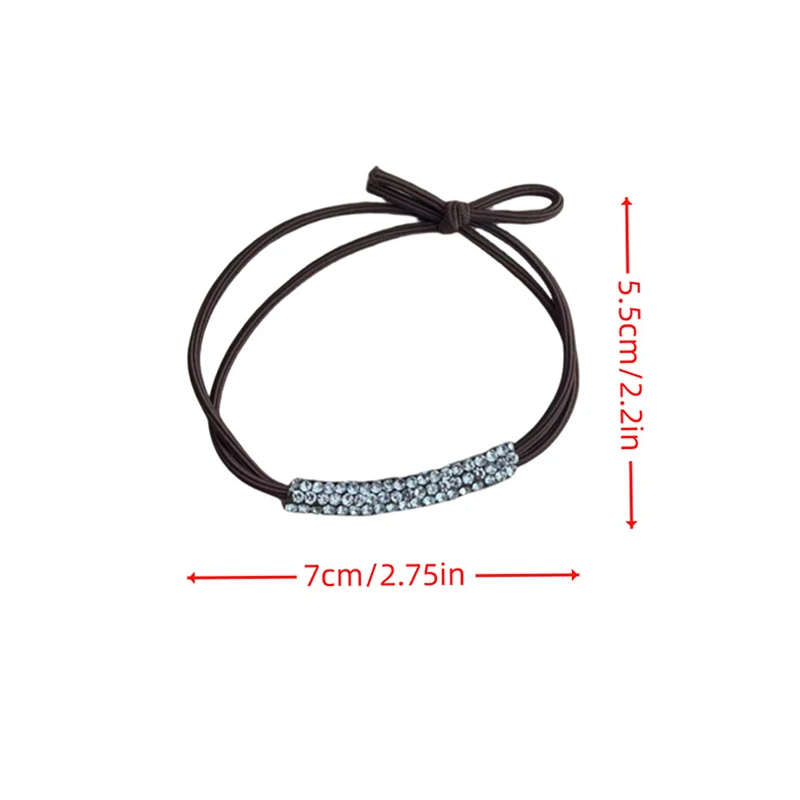 1/5Pcs Women Black Shiny Rhinestone Seamless Rubber Band Elastic Hair Rope New FashionHair Accessories