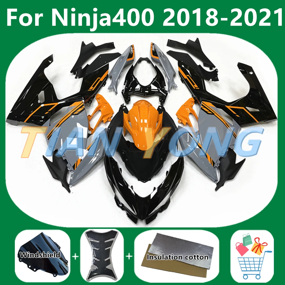 

for Ninja400 2018-2019-2020-2021-2022 Fit Ninja 400 Bodywork Injection Cowling Motorcycle Full Fairing Kit Yellow gray grid