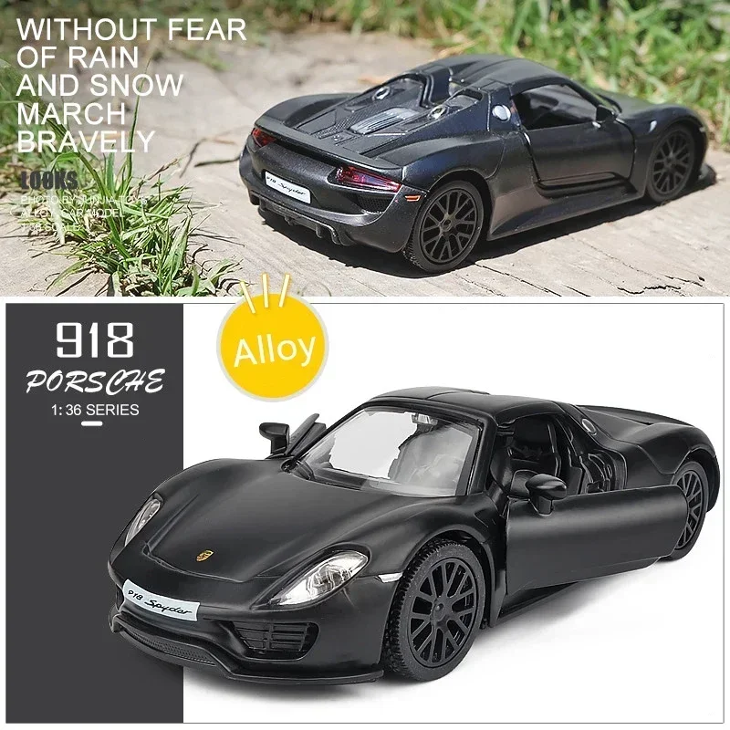 Porsche 918 Modelo de Carro Esportivo, 1:36 Diecast Metal Toy Veículos, Alta Simulação Coleção, Presente Toy Kids