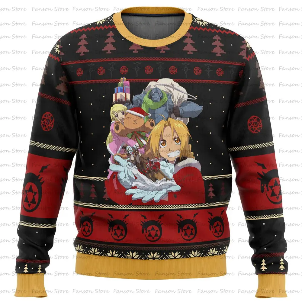 Pull de Noël Fullmetal Alchemist Alt en-ly pour hommes et femmes, pull de dessin animé, sweat à capuche Anime, mode printemps et