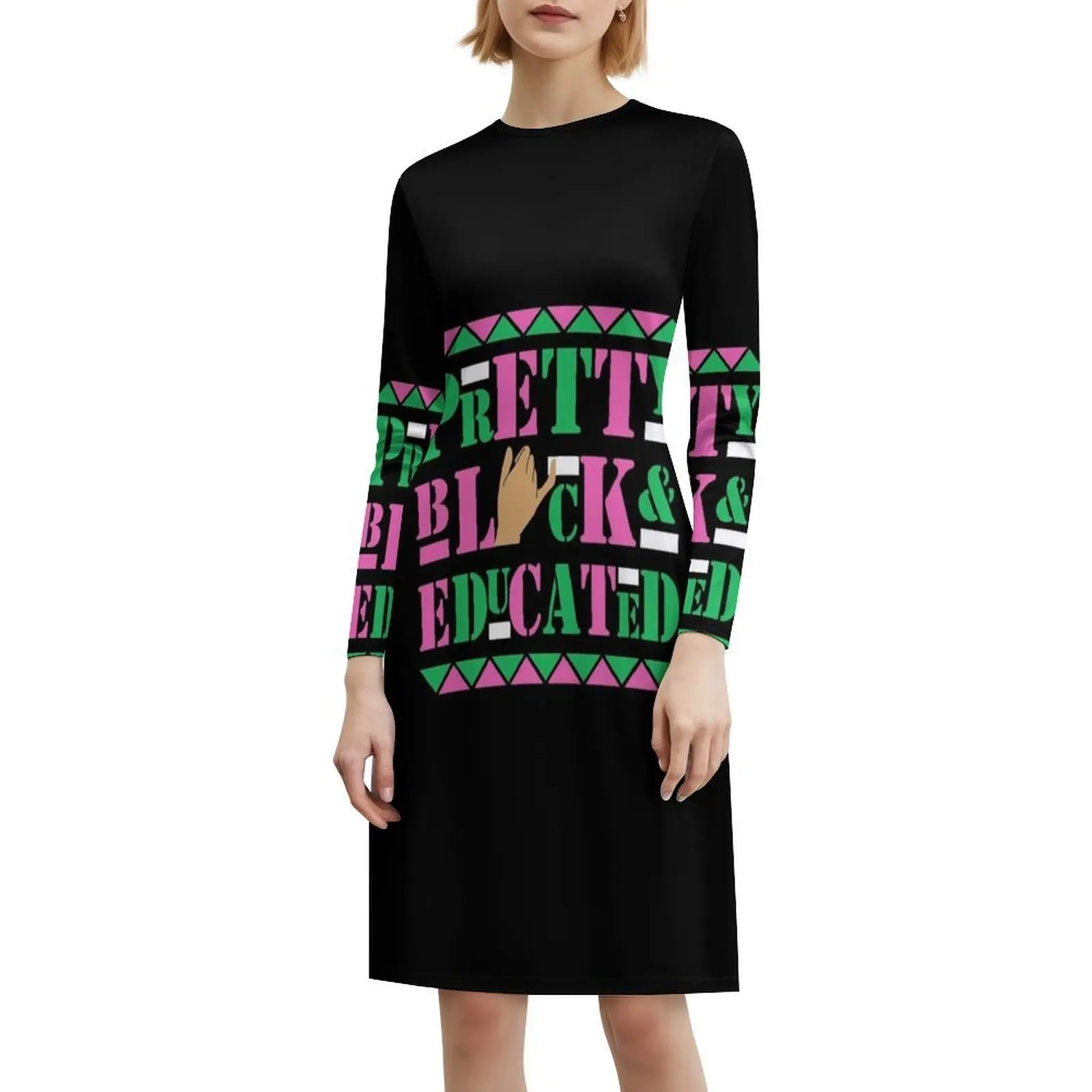فستان حفلات نسائي أسود ومدرس باللون الأسود والمتعلم، ملابس نادي مطبوعة عصرية للسيدات باللون الأسود الجميل