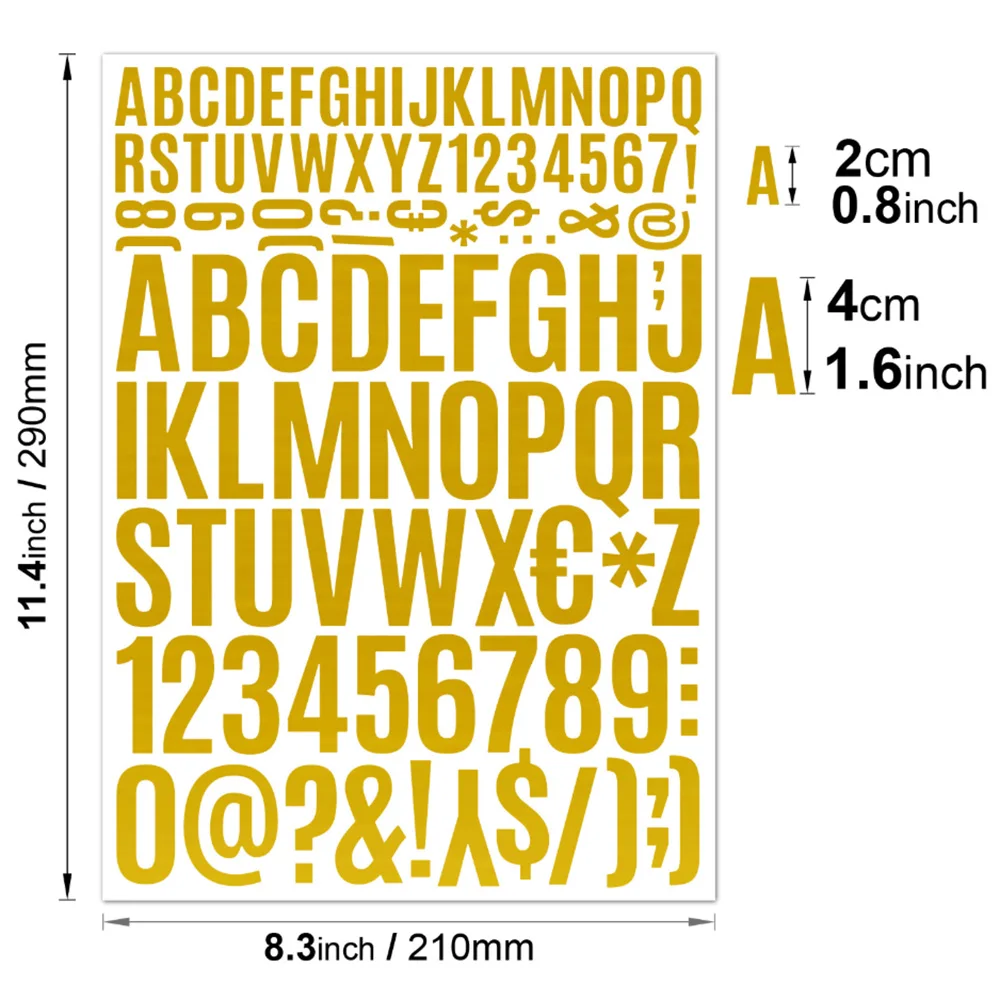 2Sheets 2cm&4cm Letter Stickers for Graduation Caps-Waterproof DIY Scrapbook Decals,Number Symbols for Vase Craft Decor (2 Sizes