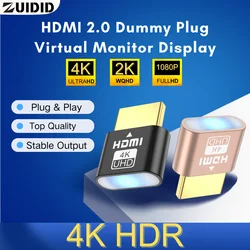 ZUIDID 4K HDR HDMI Dummy Plug Virtual Monitor Display EDID Emulator ,Headless Ghost Adapter Supports up to 4k@60Hz 1080@120Hz
