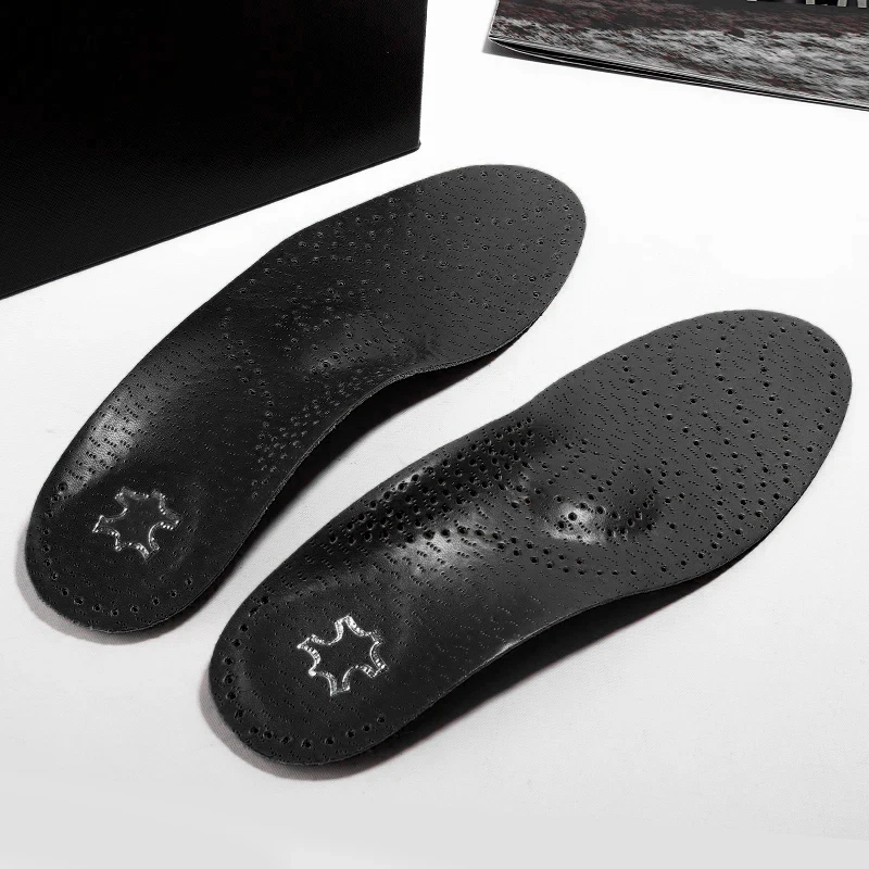 Plantilla ortopédica de cuero, soporte ortopédico para arco, empeine, pie plano, almohadilla para zapatos, látex PU, antibacteriano, carbón activo, cuidado de los pies, Unisex