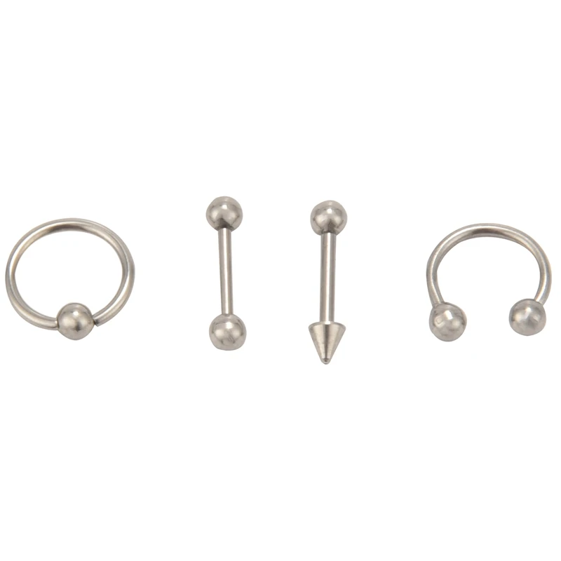 60 Pcs Stainless Steel Hoop Nose Rings Nose Ring Stud Body Piercing Jewelry Unisex Set Gifts