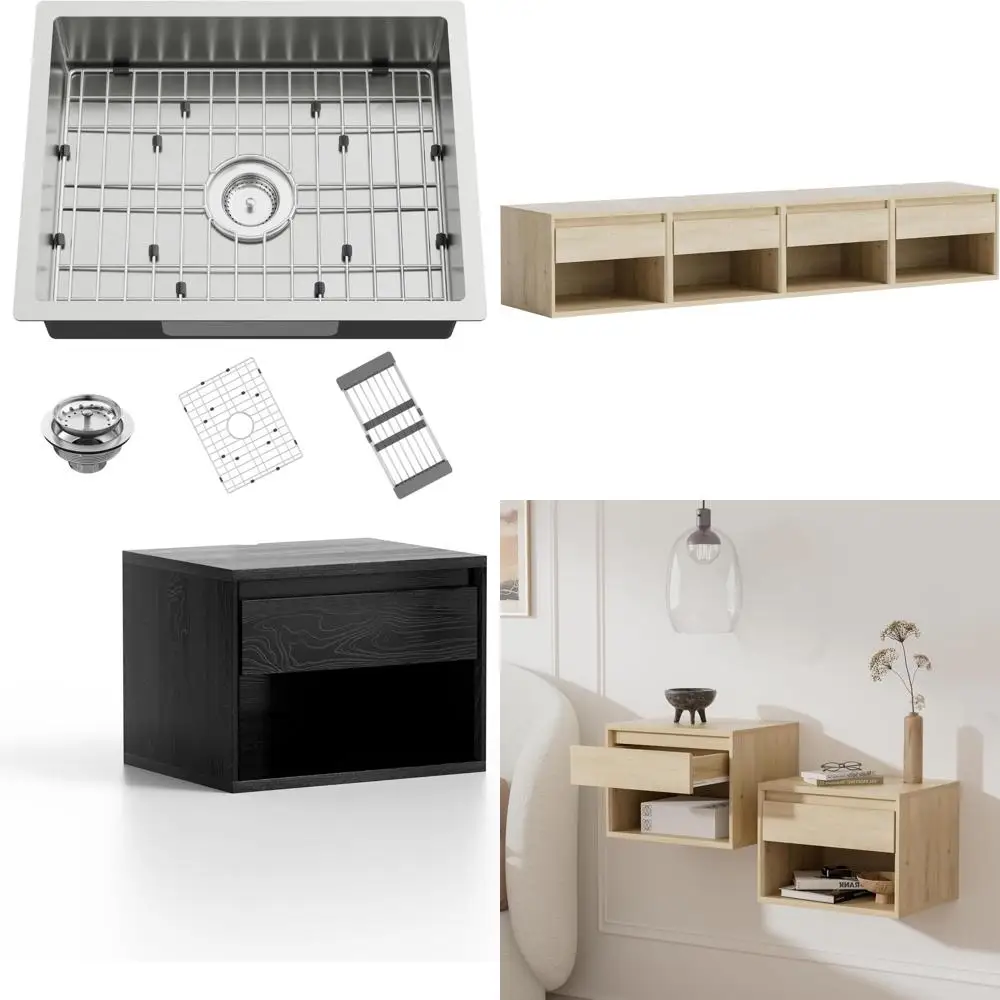 

Single Bowl Undermount Kitchen Sink, 23x18x5.5 Inches, Low Height Design, Stainless Steel with Accessories Included