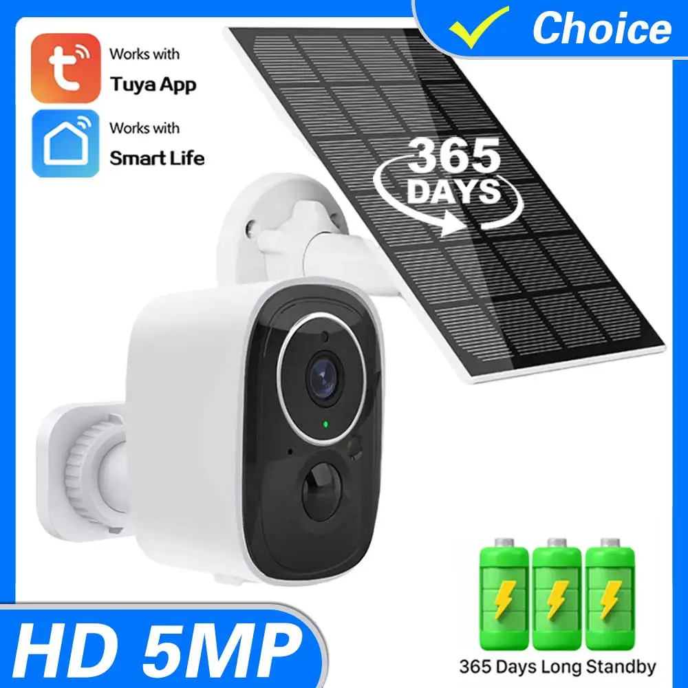 

5MP Camera Wifi Outdoor Surveillance Security Camera Solar Panel Surveillance IP Cameras Wireless 2 Way Talk PIE Human Detection