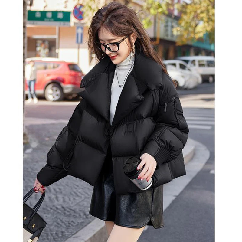 

Женская зимняя верхняя одежда с морским пухом Jaet White Du Feather, свободная посадка, с большим воротником, чувственная верхняя одежда, простая одежда для поездок на работу