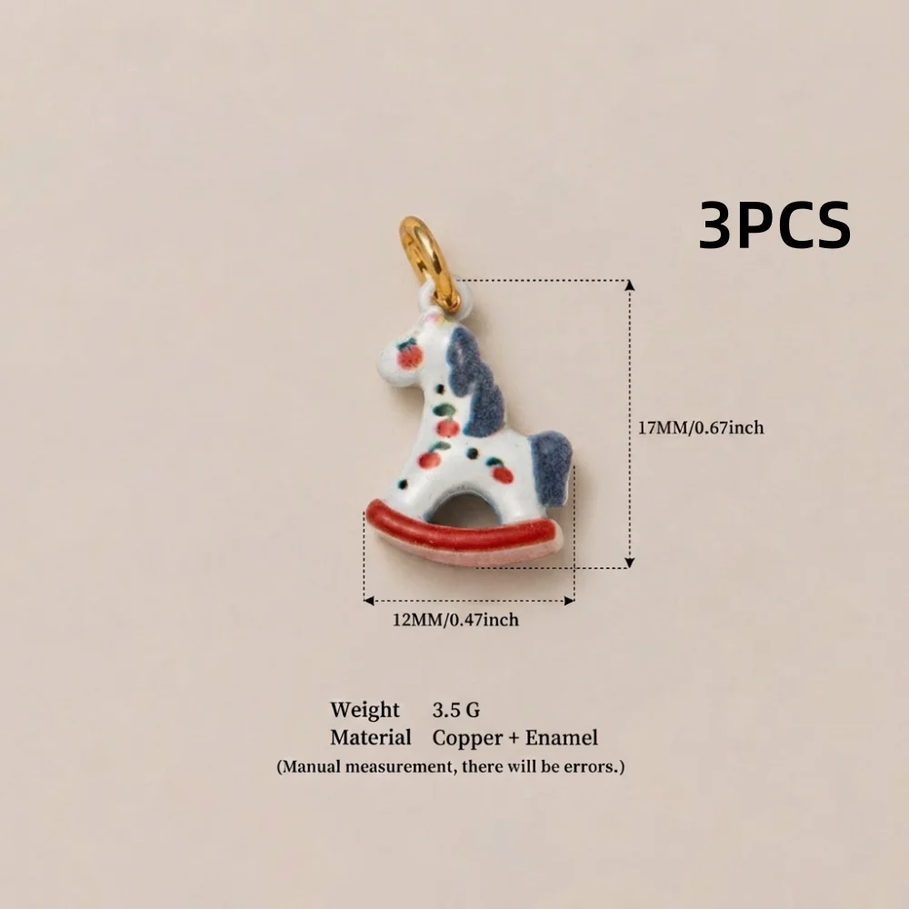 3 Stück neue modische Anhänger im Trend-Design: Trojanischer Hase, Hahn, kleiner Fuchs, DIY-Anhänger für die Schmuckherstellung – Detail 5