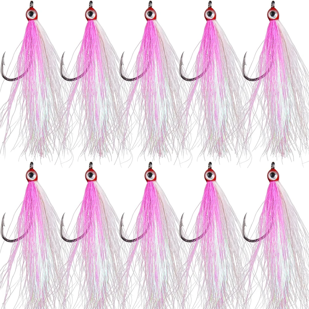 Anzuelos de pesca de acero con alto contenido de carbono, señuelo de pesca con mosca Minnow, salmón, trucha, lubina, 5 unidades
