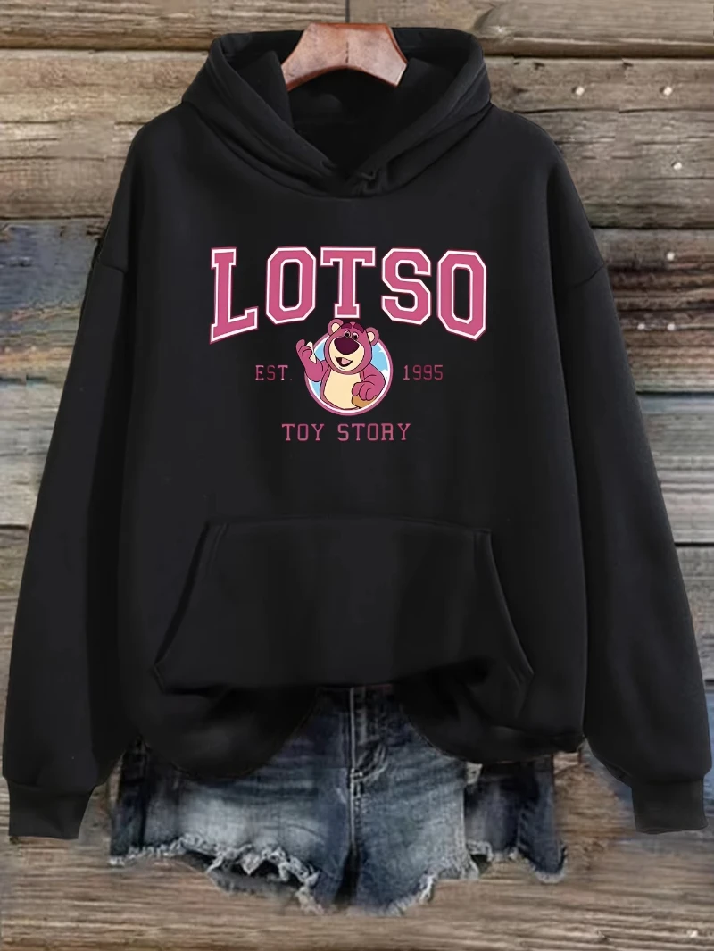 

New 2025 Disney Lotso Pattern Women Hoodie Autumn Winter Casual Unisex Pullover Sweatshirt Clothing Hoody Streetwear Oversized