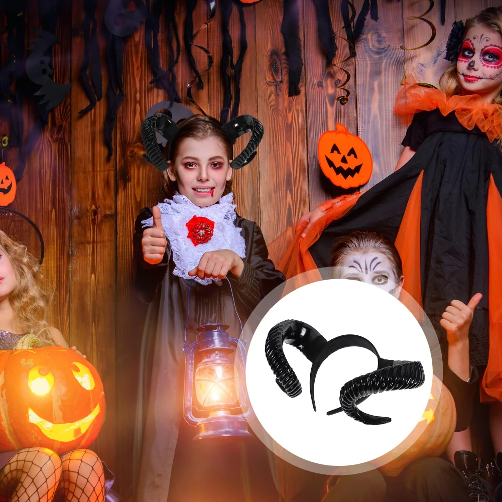Black Horns Ox Horn Headband Halloween Devil Horn Hairbands Cosplay Party Horn Hair Band for Girls Woman Men Horns Headband