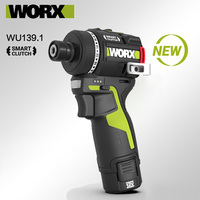Worx WU139 Cordless Screwdriver Dual Speed 50Nm 12v 1800rpm 18+1 Brushless Motor Adjust Torque Univeral Green 12V Battery Pack